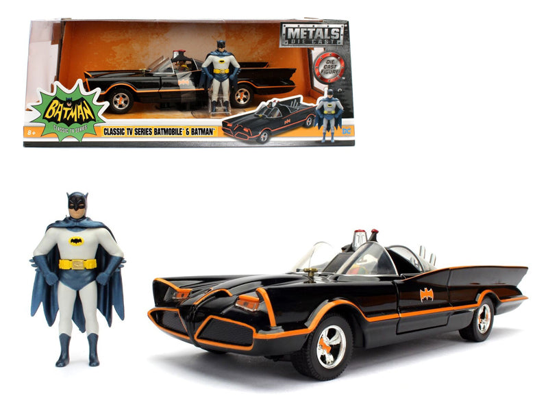 1966 Classic Tv Series Batmobile With Diecast Batman And Plastic Robin In The Car 1/24 Diecast Model Car By Jada