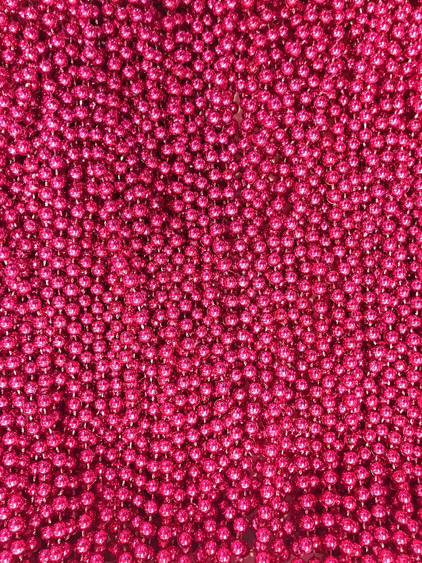 Mardi Gras Beads 33 inch 7mm, 12 Dozen, 144 Pieces, Hot Pink Necklaces with Doubloon