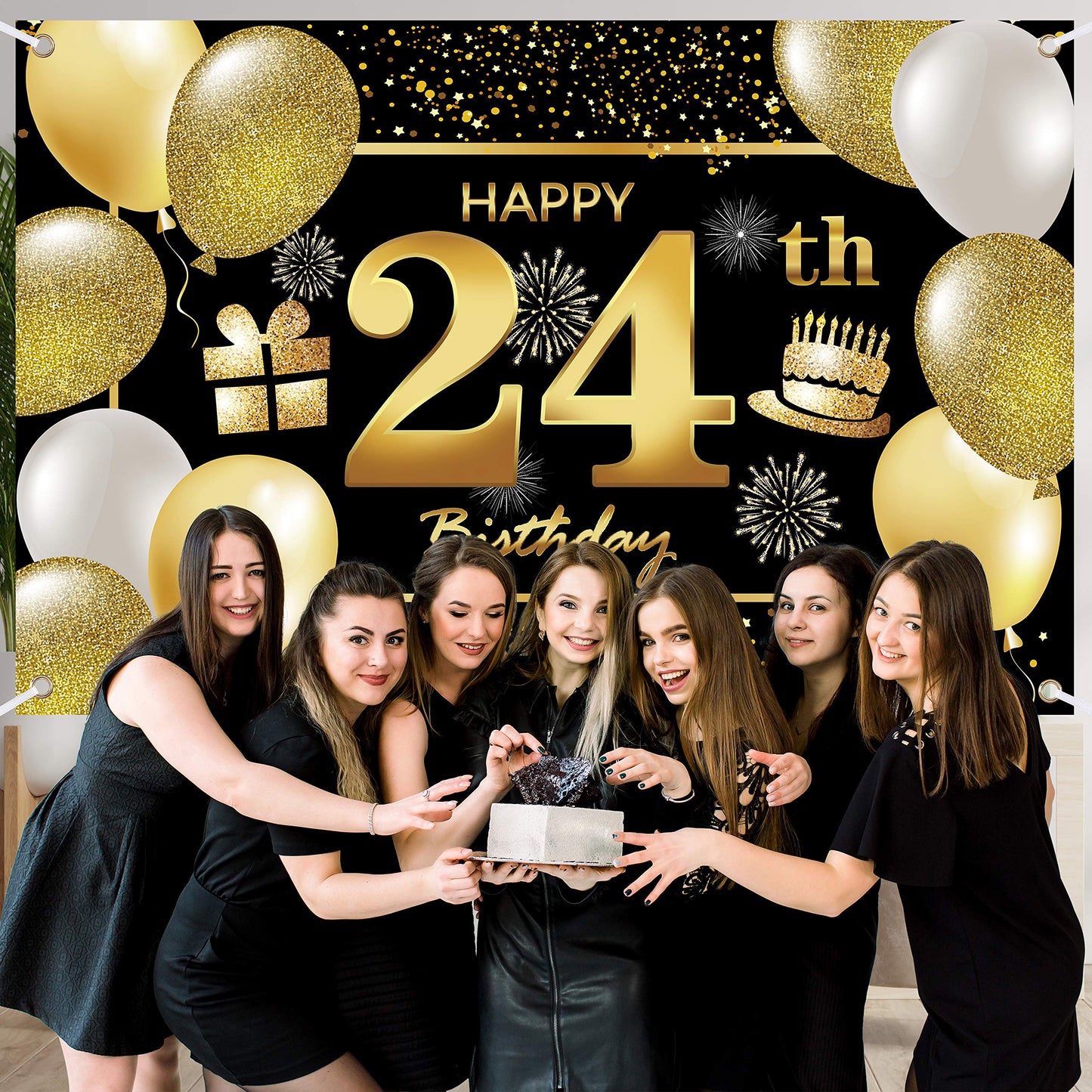 24Th Happy Birthday Banner Birthday Decorations For Men Birthday Party Decorations Birthday Backdrop