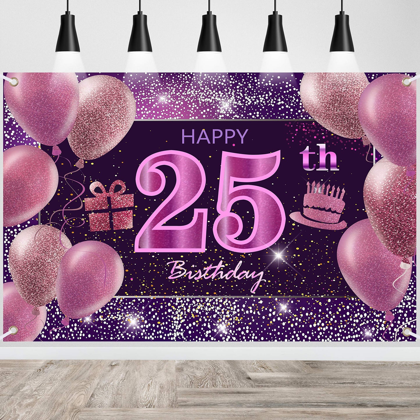 25Th Birthday Decorations For Girls Happy Birthday Banner Pink Decorations For A Party Birthday Backdrop For Women