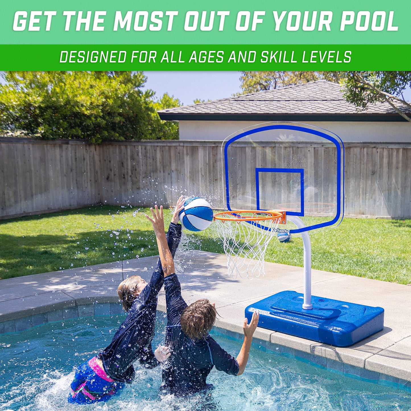 GoSports Splash Hoop advanced Pool Basketball Hoop with enhanced Acrylic Backboard and Water Weighted Base