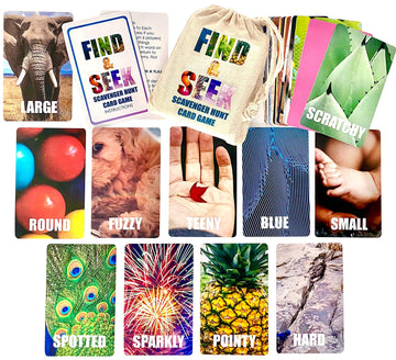 Hapinest Find and Seek Scavenger Hunt Card Game for Kids, Indoor/Outdoor Activities, Ages 3+, Cardstock, Model 4624, Fun Family Game