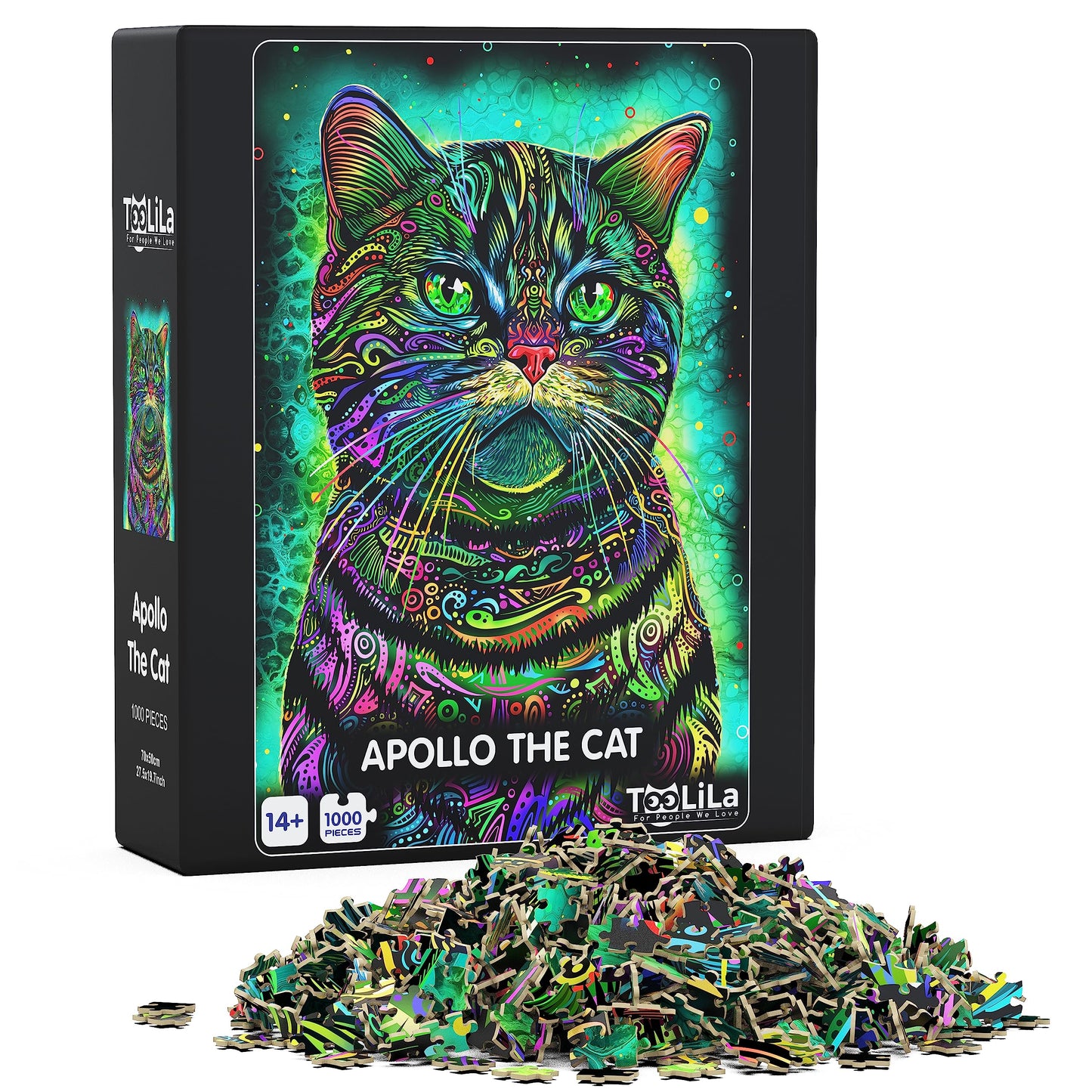 Toolila 1000 Piece Art Puzzle For Adults, Apollo The Cat, 20X28 Inches, Jigsaw Puzzles 1000 Pieces, High-Resolution 300 Dpi, Inc