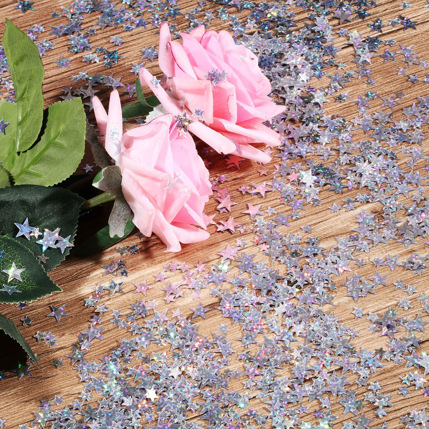 HESTYA 60g Star Confetti Glitter Star Table Confetti Metallic Foil Stars for Party Wedding Festival Decorations (Glitter Silver,
