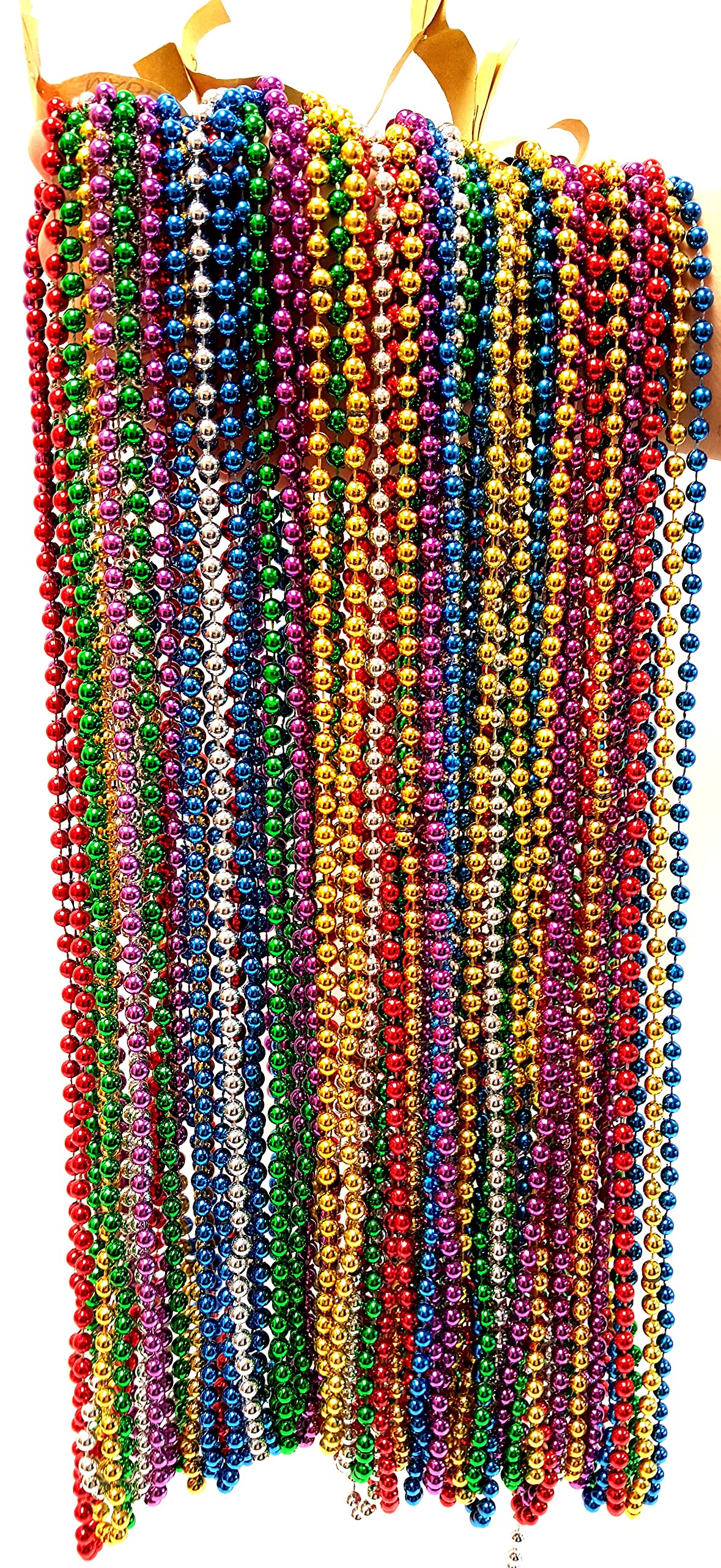 Dondor Enterprises Festive Metallic Beaded Necklaces (72 Pack, MULTICOLORED)