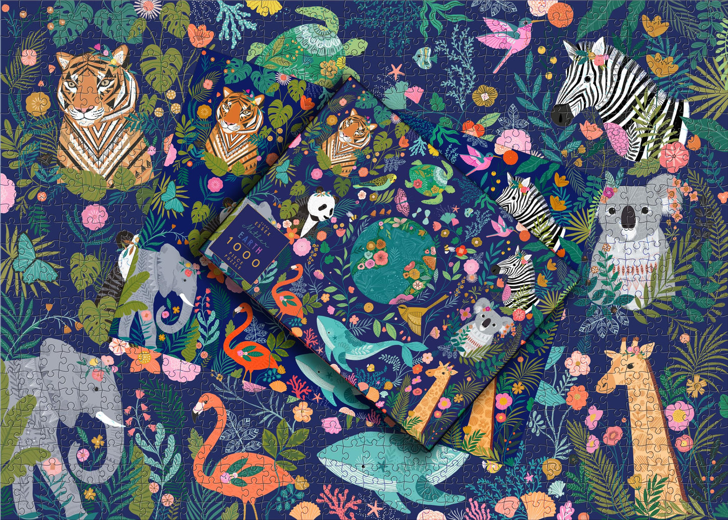 Elena Essex Puzzles For Adults 1000 Pieces - Mother Earth | Jigsaw Puzzles 1000 Pieces For Adults | Environmental Animal Panda Tiger Whale Koala Puzzle | Size 28X20 Inches