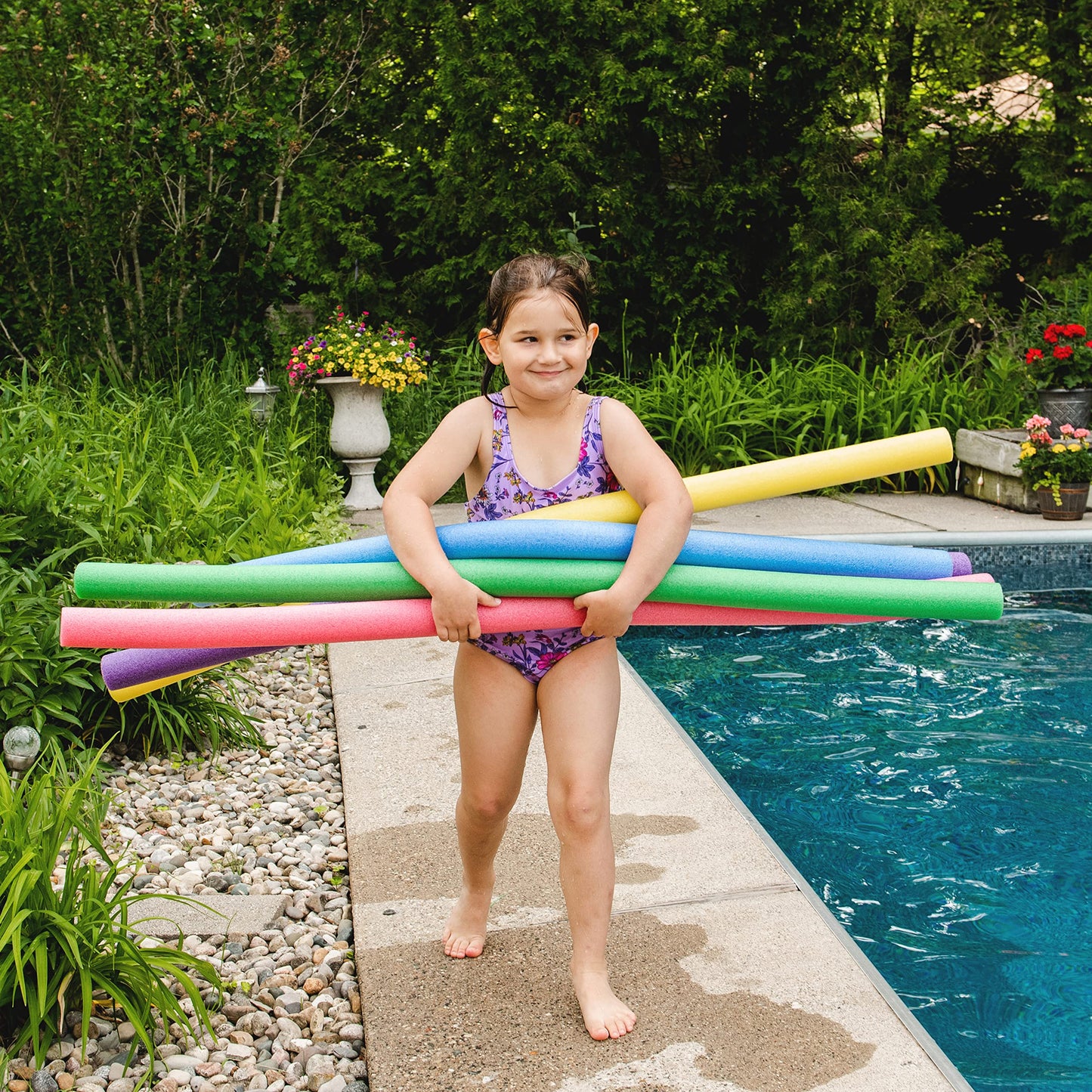 Big Joe Swim Noodle 35 Pack Pool Noodles, Red, Blue, Green, Purple, Yellow Foam, 4.5 Feet, 55'L X 2'W X 2'H Each