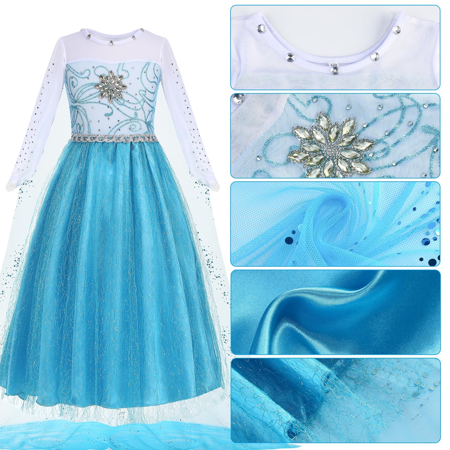 Relarliya Princess Dress For Girls Queen Costume Dress Up Halloween Carnival Cosplay Birthday Fancy Party Outfits 5-6Y