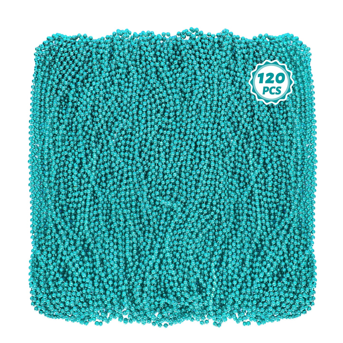 Huskein Mardi Gras Beads, 120 PCS Mardi Gras Accessories, 33'' Bead Necklaces, Lakeblue Party Beads Parade Throws Bulk Women Men