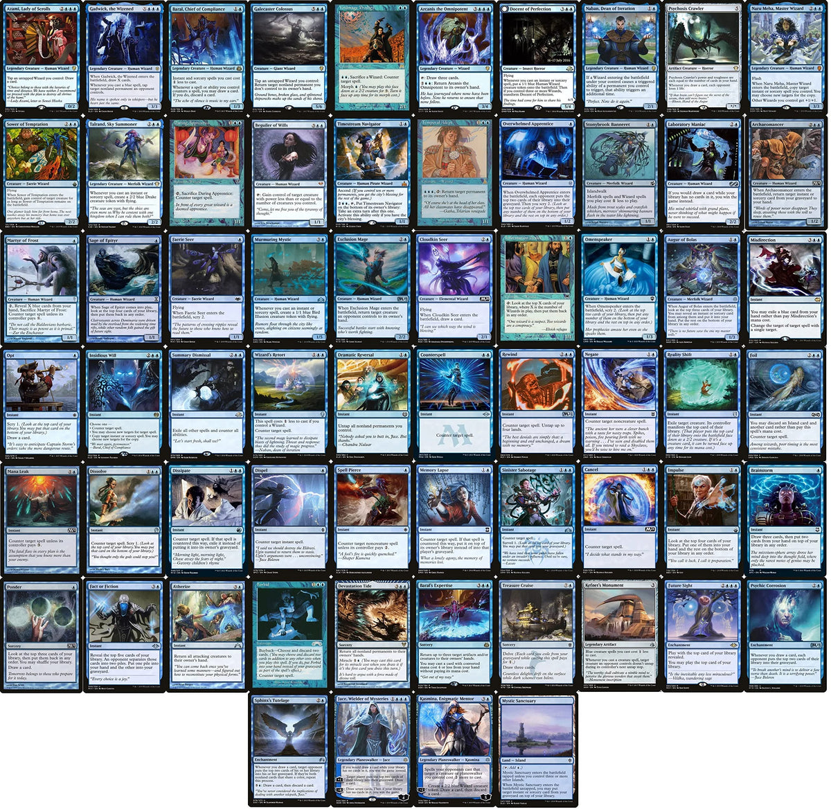 Wizard Commander Deck Mono Blue Edh 100 Card Custom Magic The Gathering Deck Very Strong!