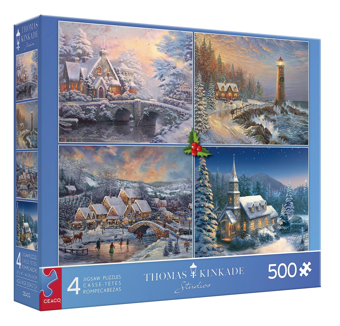 Ceaco - 4 In 1 Multipack - Thomas Kinkade - Holiday - (4) 500 Piece Jigsaw Puzzles