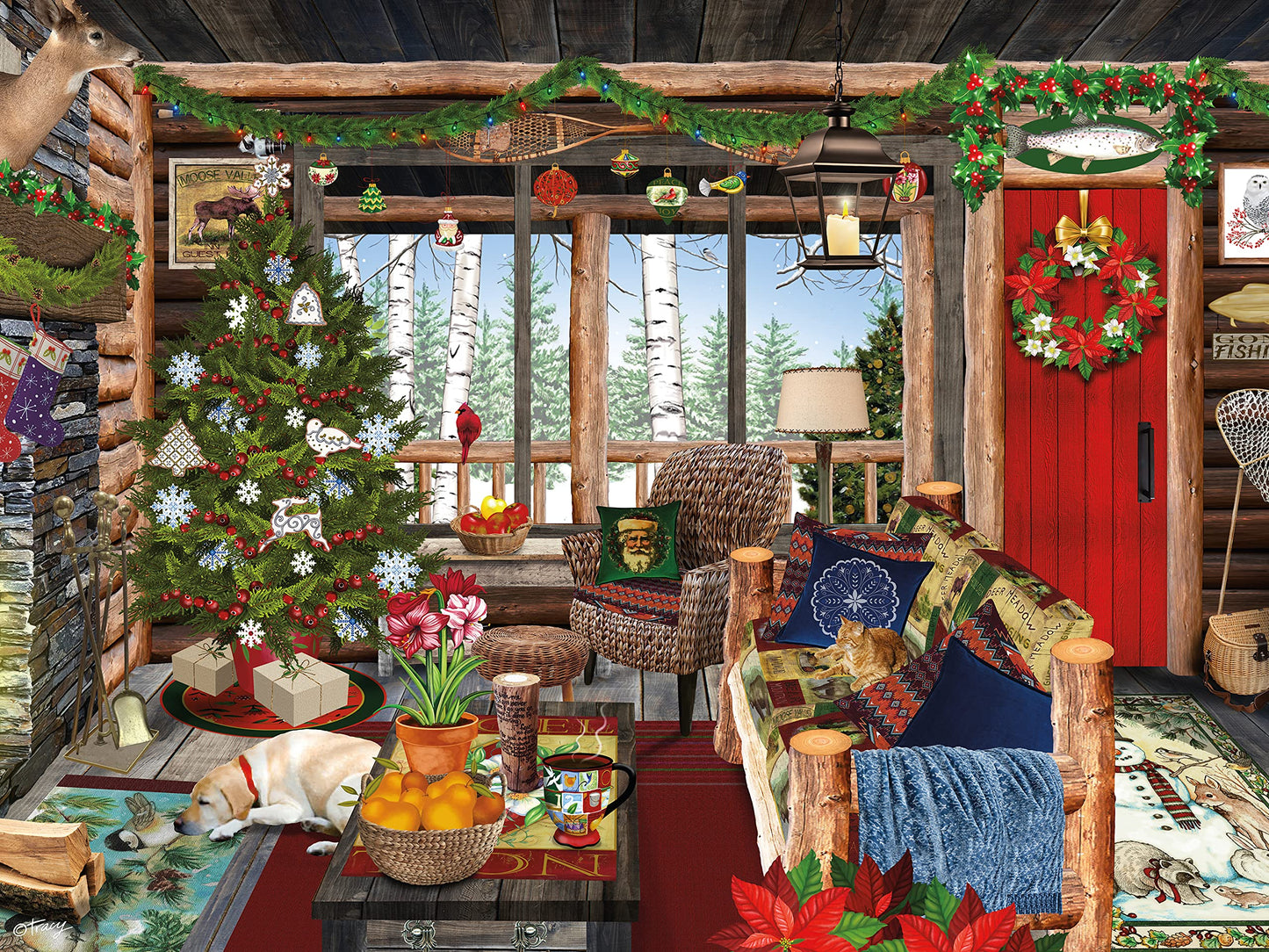 Ceaco - Tracy Flickinger - Christmas Lodge - 300 Piece Jigsaw Puzzle