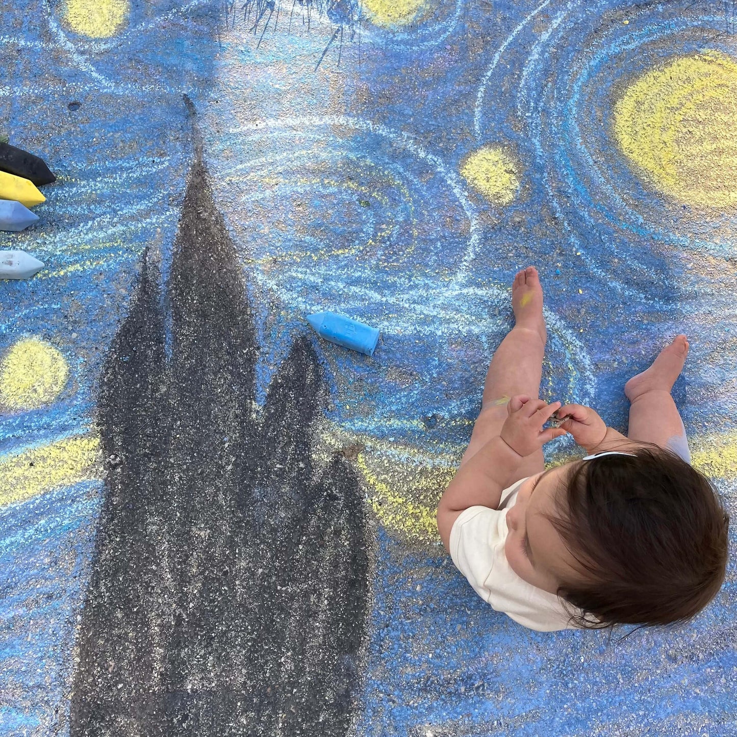Urban Infant Non-Toxic Sidewalk Chalk For Toddlers And Kids - Washable Outdoor Jumbo Chalk - Starry Night