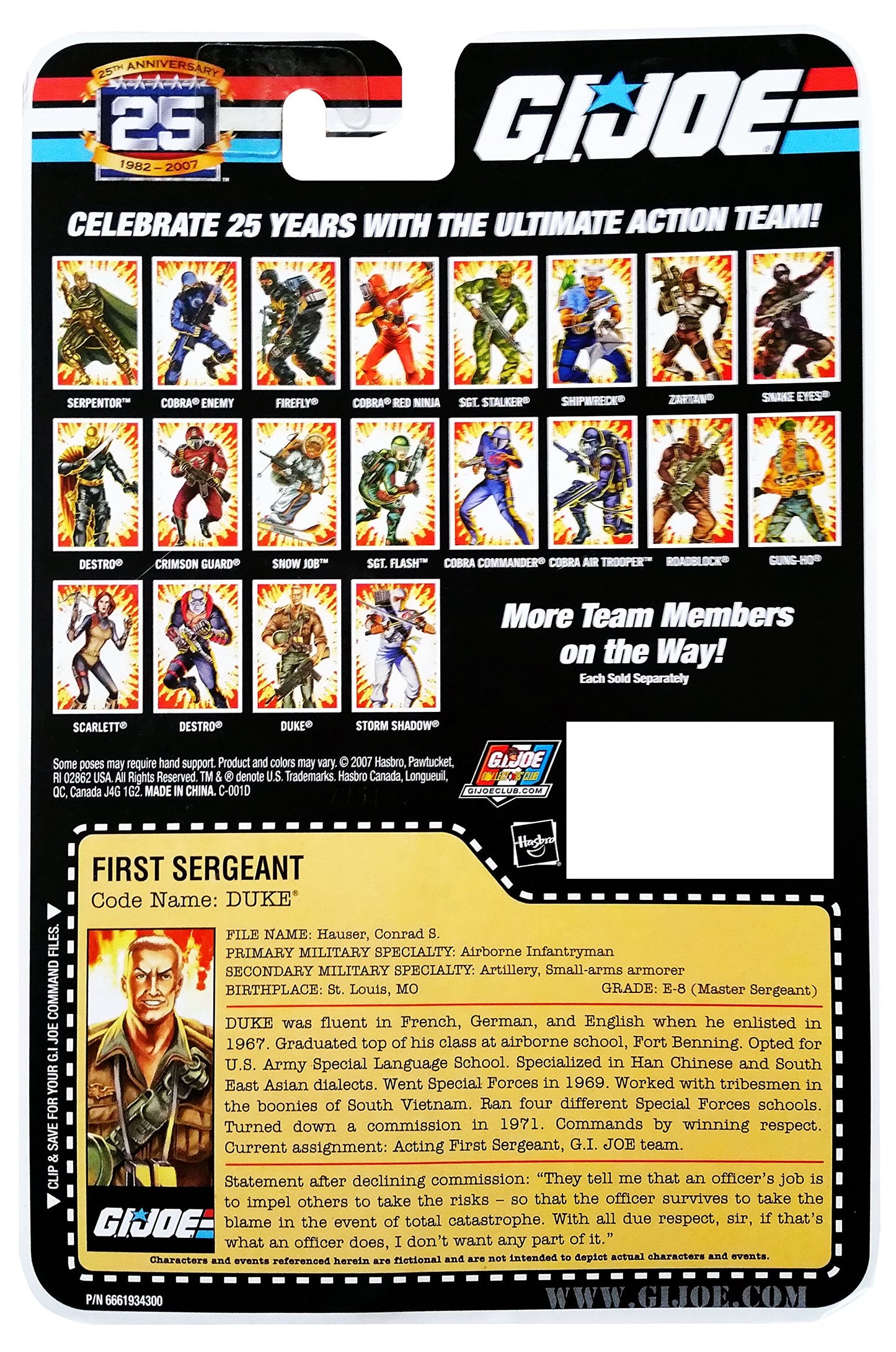 G.I. Joe 25Th Anniversary: Duke (First Sergeant) 3-3/4 Inch Action Figure