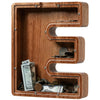 Piggy Bank for Kids Boys Girls, Wooden Large Letter Piggy Bank Alphabet Money Bank with Initial E, Coin Bank Fun Gifts for Birth