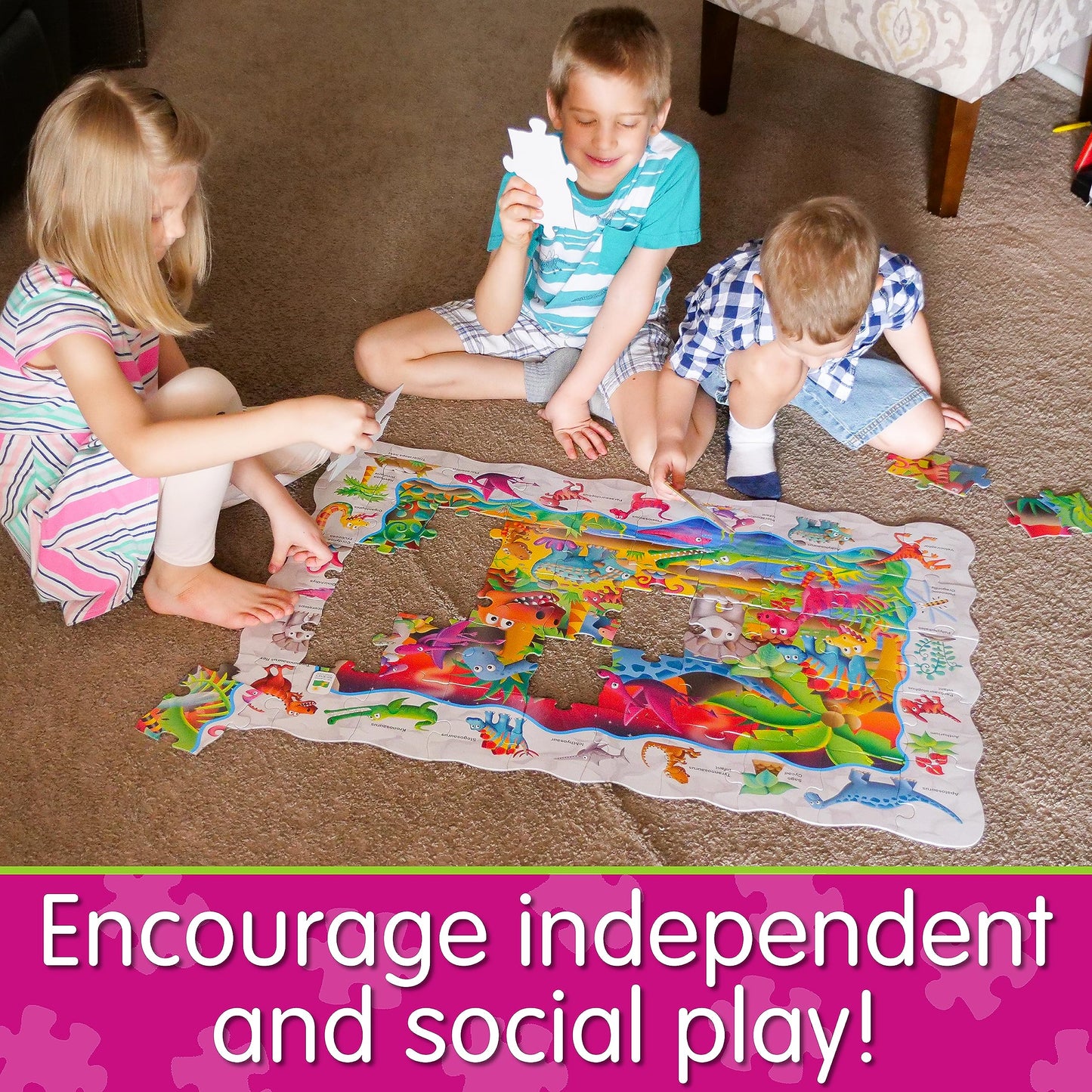 The Learning Journey Puzzle Doubles - Find It! Dinosaurs - Dino Floor Puzzle, Dino Puzzle, Kids Dinosaur Puzzle, Jumbo Puzzle For Kids Ages 3-5, Award Winning Educational Toys