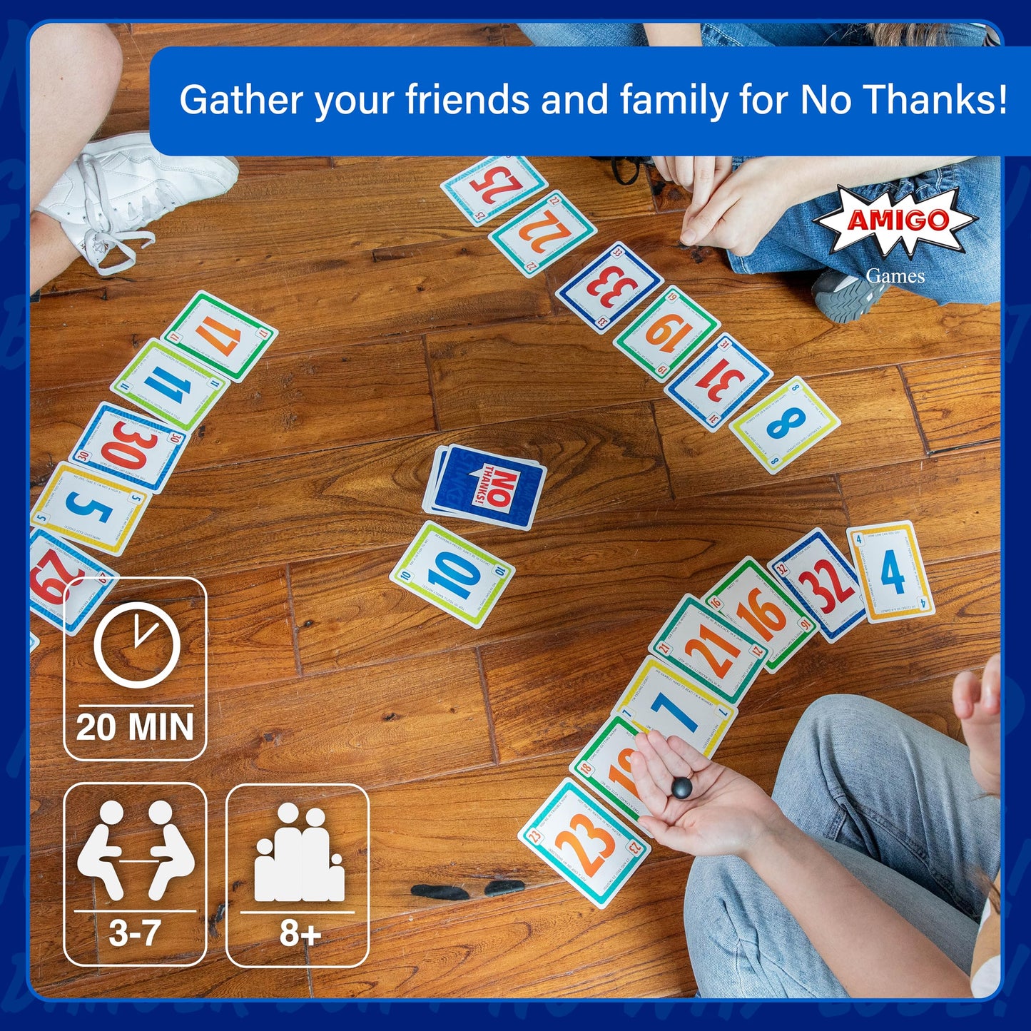 AMIGO No Thanks! Card Game – Family Fun for Ages 8+ – Medium Size, Blue Cardstock, Model ASI5715
