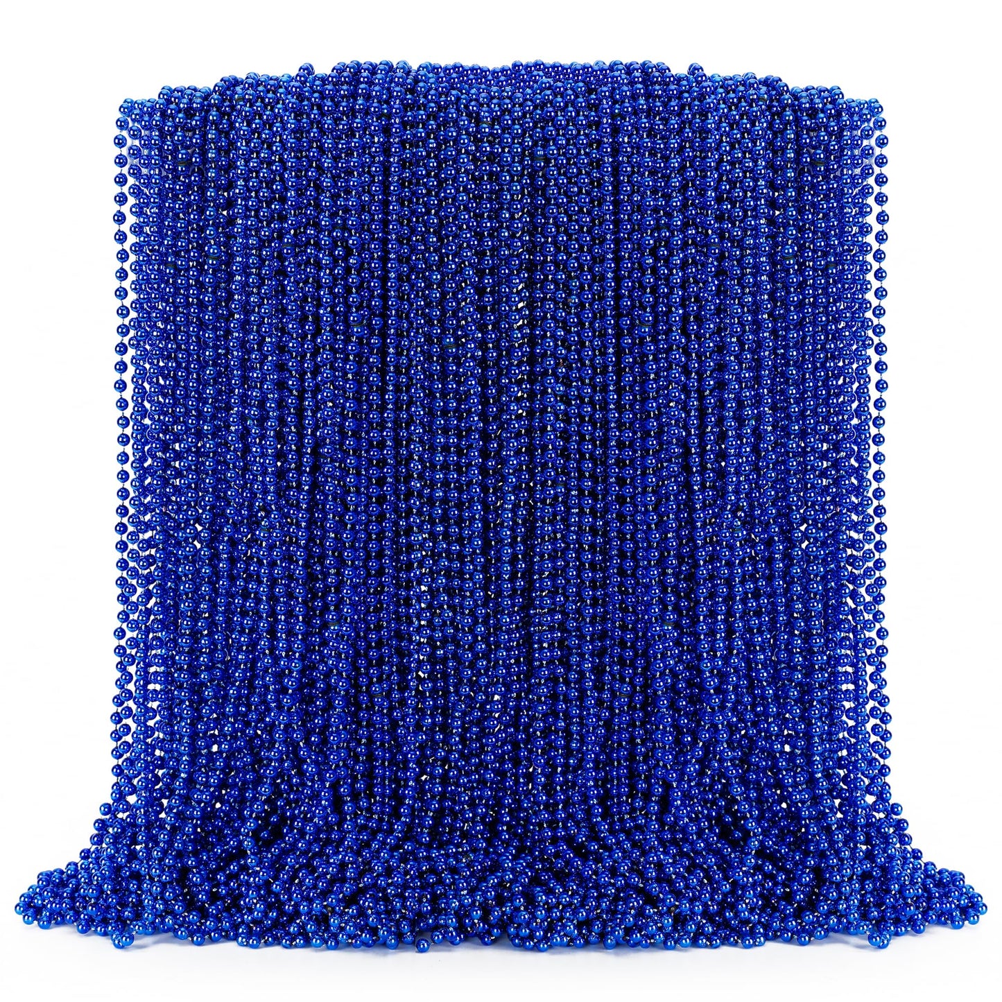 100PCS Bead Necklace, Blue Bead Necklaces Stuff Bulk, 33'' Christmas Bead Necklaces Party Supplies, Festival Parade Throw Access