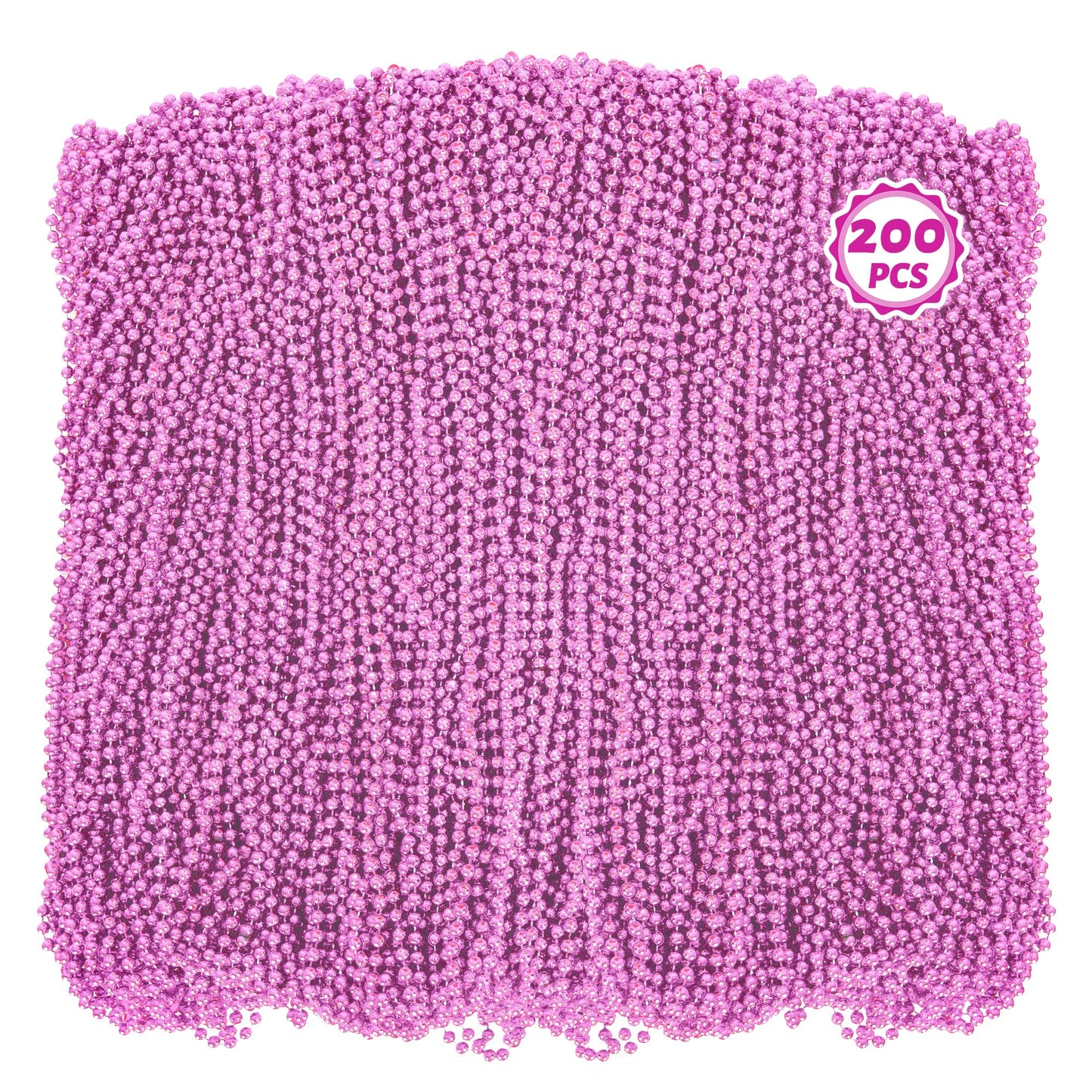Huskein 200Pcs Mardi Gras Accessories, 33'' Bead Necklace, Mardi Gras Beads, Party Costume Toy Beads Parade Throws Bulk Party Fa