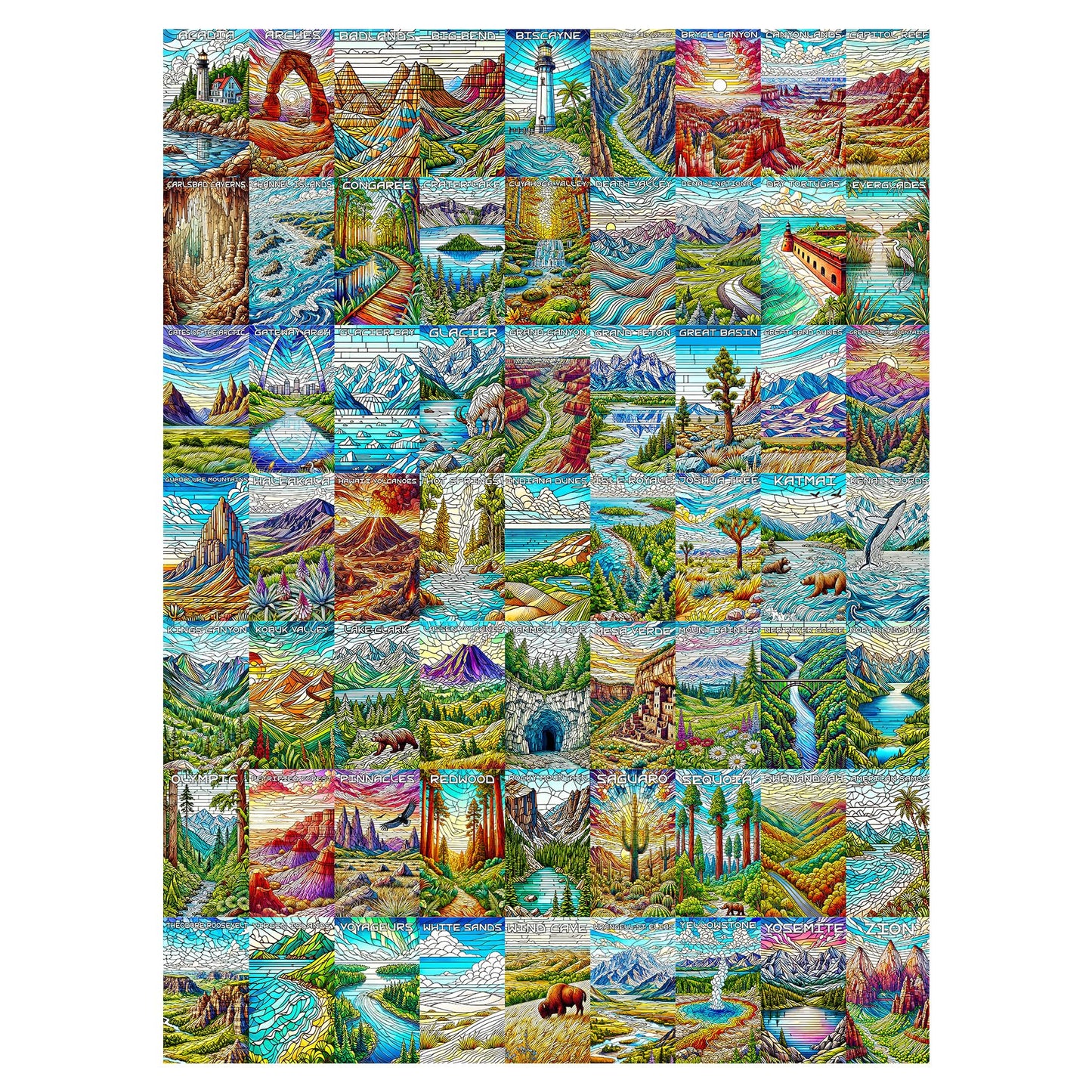 ALL4JIG National Park Glass Style Fun Jigsaw Puzzles for Adults and Kids, 1000 Pieces, Christmas Secret Santa Gift, White Elepha