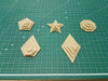 Itajime Shibori Square Templates 4, 3, 2, 1 - 8 Piece Set