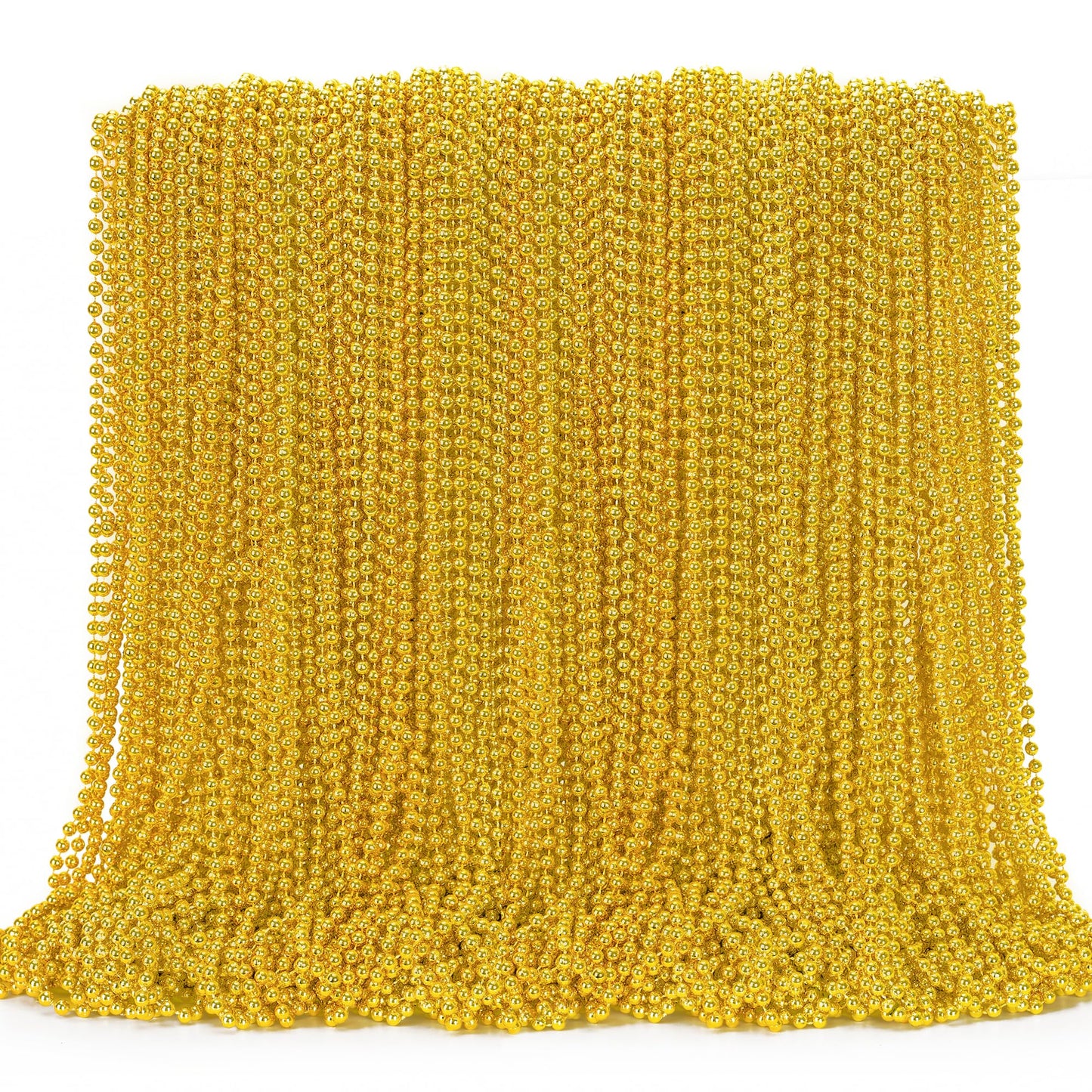 144PCS Mardi Gras Beads, Gold Bead Necklace Christmas Stuff, 33'' Mardi Gras Beads Necklace Costume Bulk, Festival Parade Throw