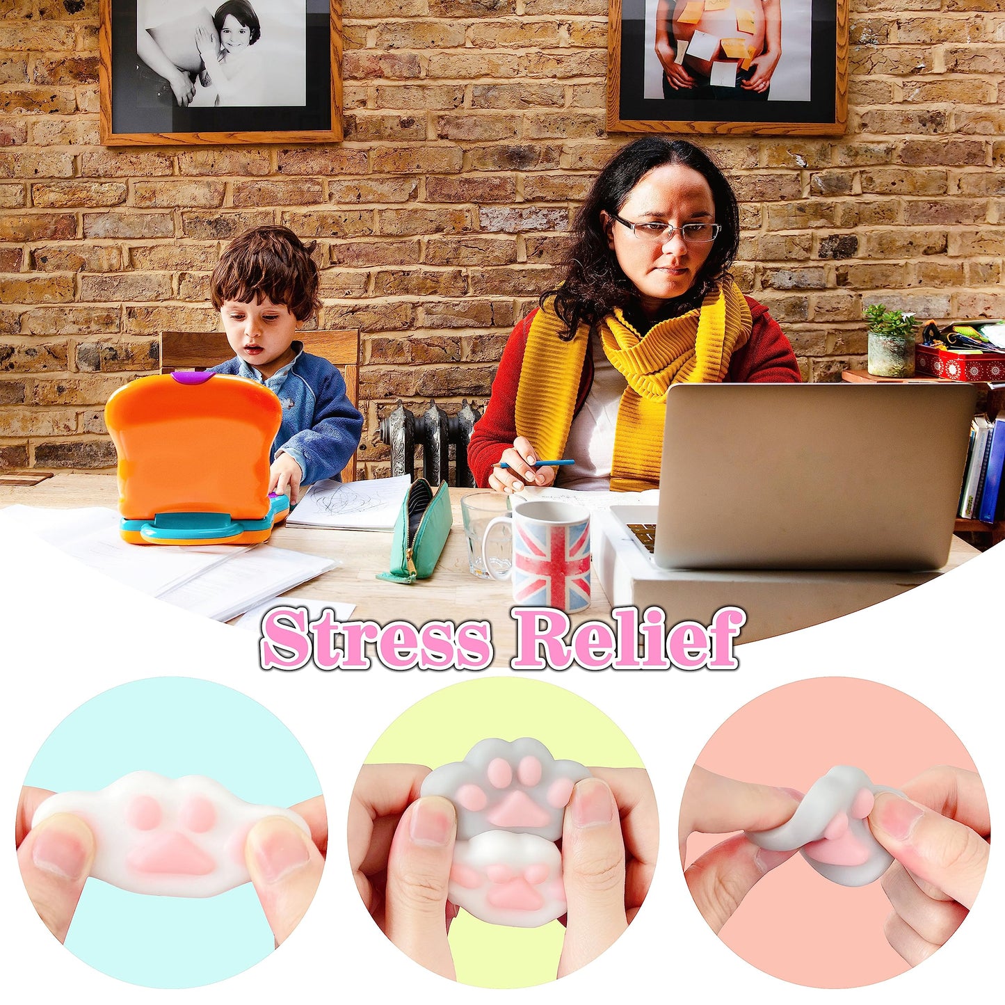 6 Pcs Cat Paws Mochi Squishy Toys, Mini Stress Relief Kawaii Squishies For Kids Party Favors, Goodie Bag Stuffers, Easter Basket