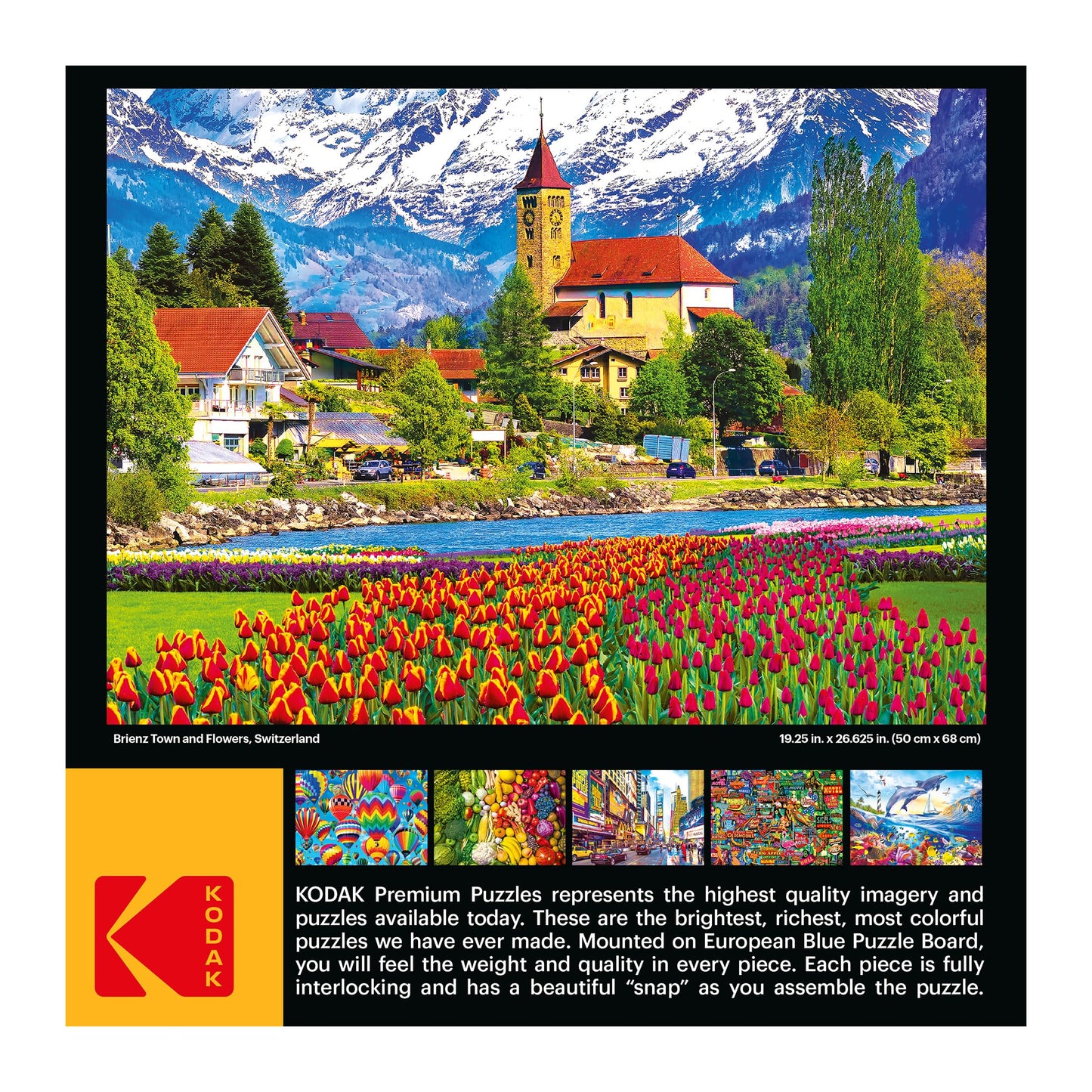 RoseArt 1000 Piece Jigsaw Puzzle - Brienz Town and Flowers, Switzerland - Multi-colored, Paper Material, Model 8700ZZAK