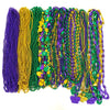 YSPPF 102 pcs Mardi Gras Bead Necklaces Bulk Gold Purple Green Carnival Parade Decorations