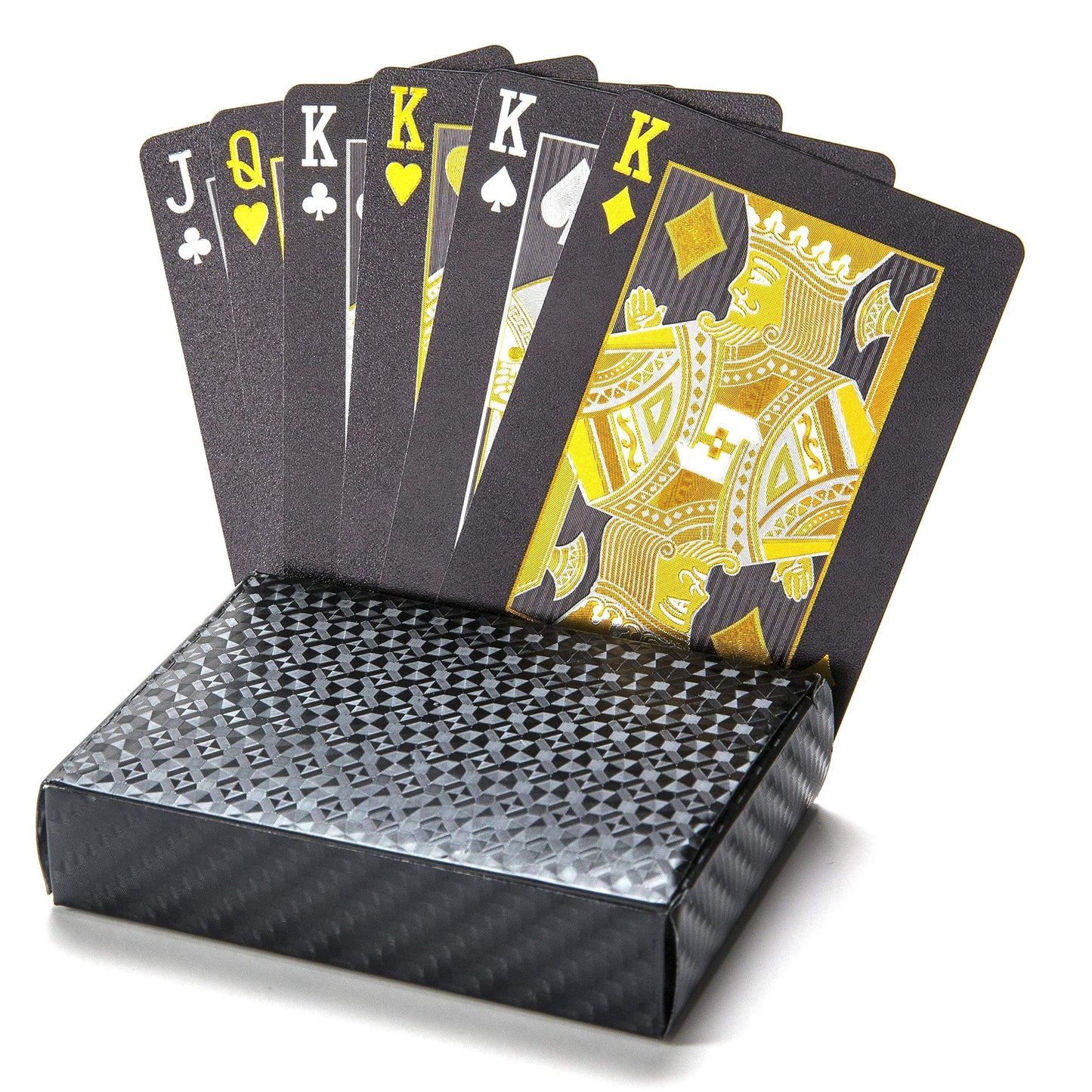 Kalifano Luxury Black-Gold Foil Playing Cards - Elegant Waterproof Cool Deck Of Cards With Uses From Magic To Poker - Perfect Fo