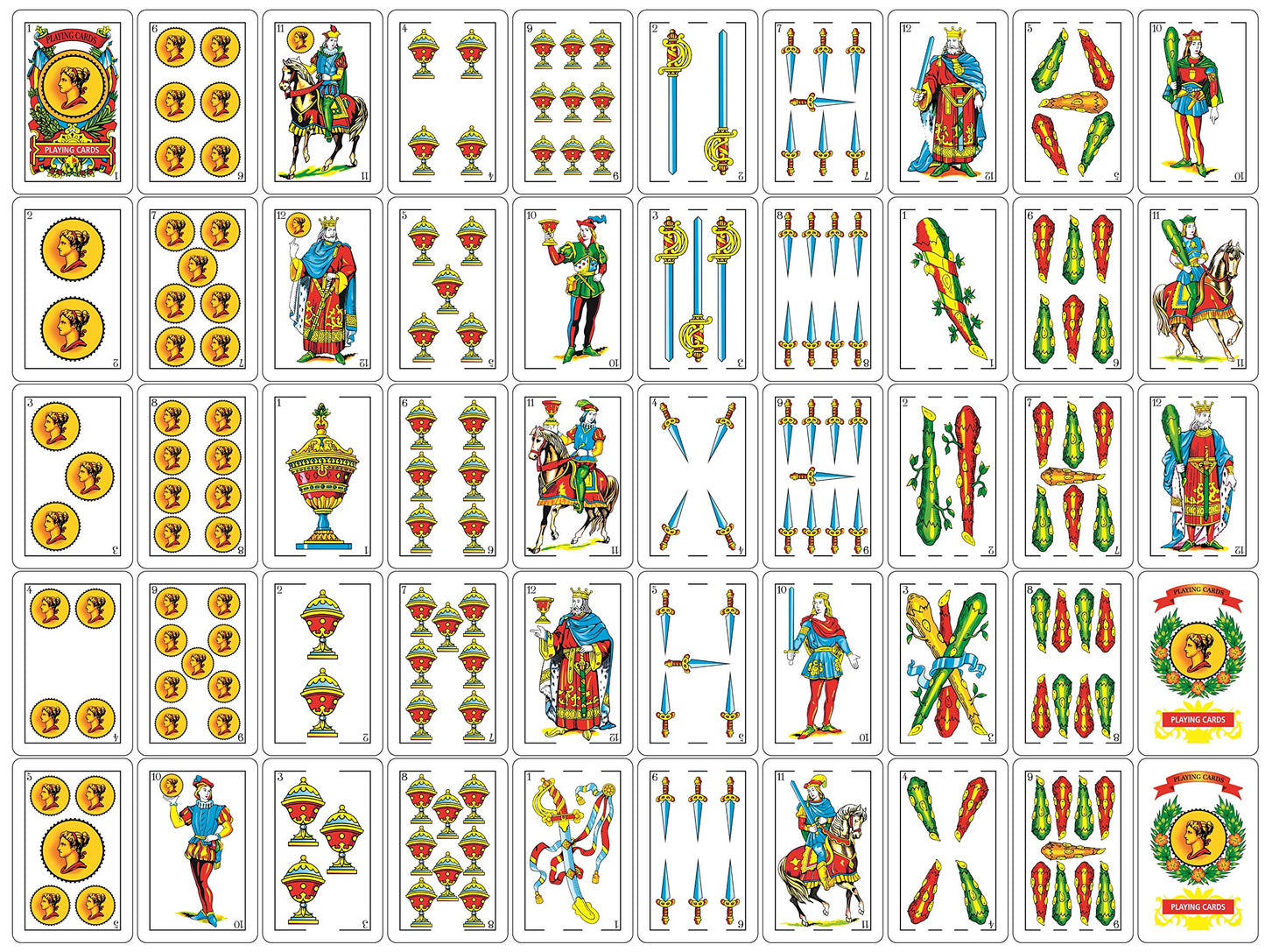 Liliane Collection Spanish Playing Cards - 2 Full Decks, 50 Smooth Plastic Coated Cards, Artistic Traditional Design, Gold