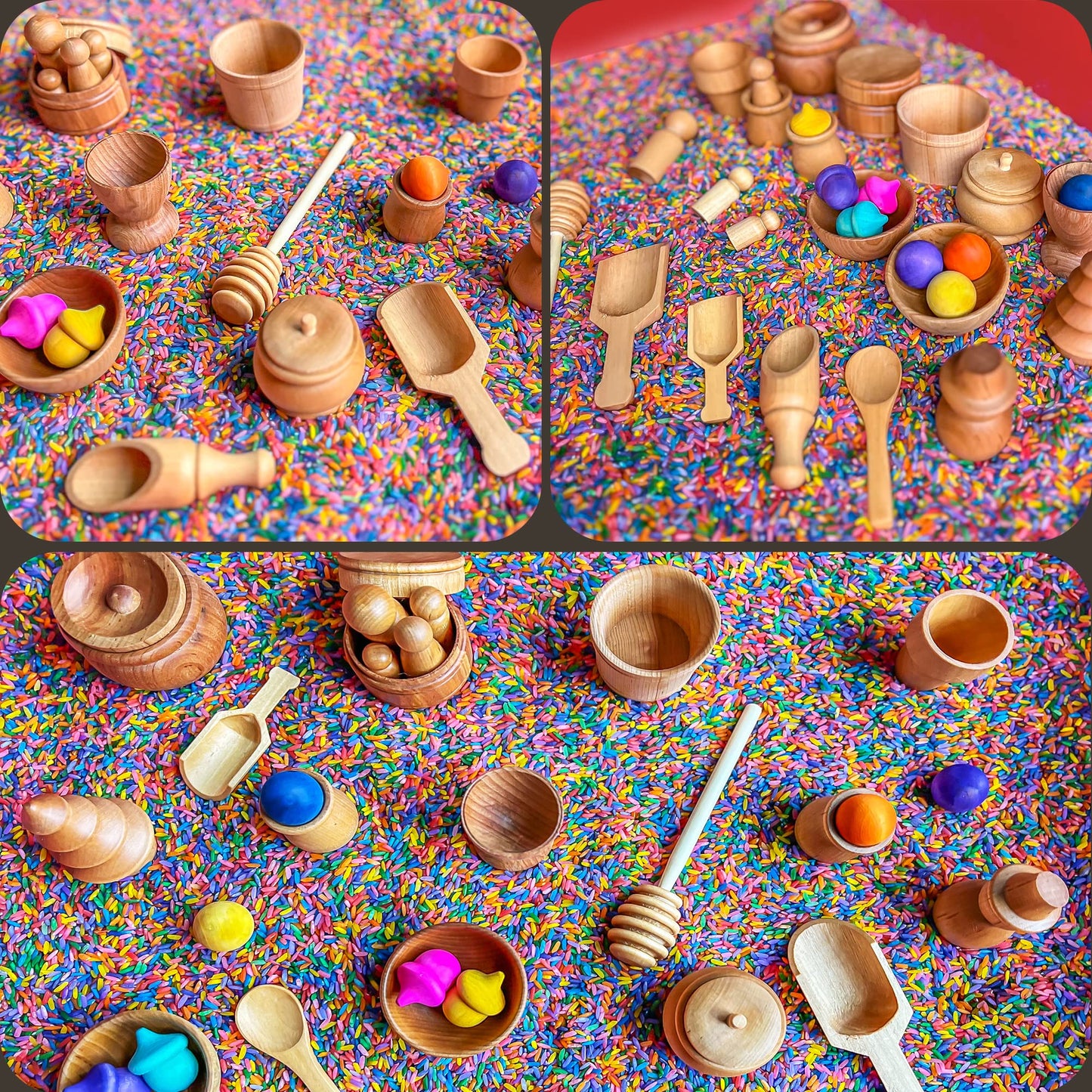 30 Piece Wooden Tool Sets For Sensory Bins, Wooden Sensory Tool Sets 30 Piece Set