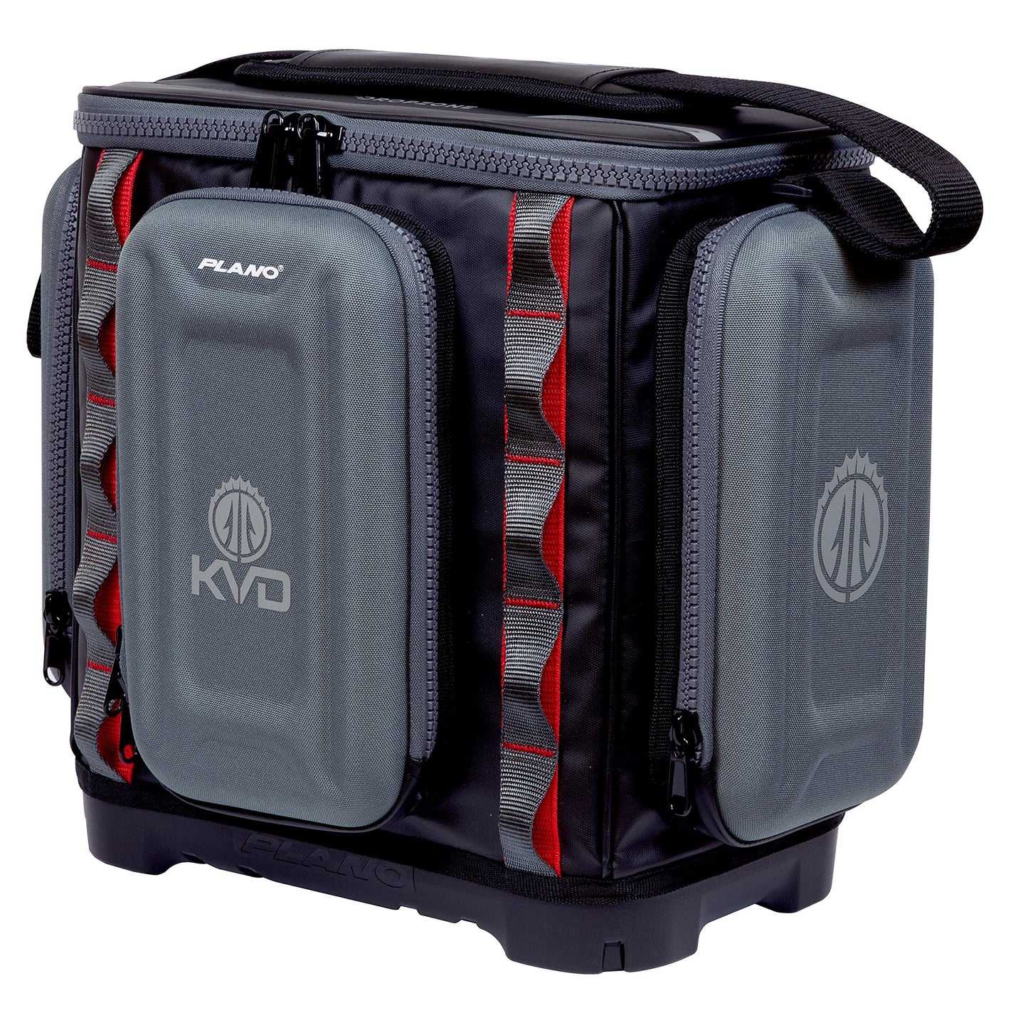Plano KVD 3600 Signature Series Tackle Bag, Black with Red Stitching, Includes 3 Stowaway Utility Boxes, Customizable Fishing St