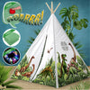 W&O Dinosaur Discovery Teepee with Roar Button LED Lights & Plush Mat - The Most Stable Teepee - Never Collapses with Rowdy Playtime