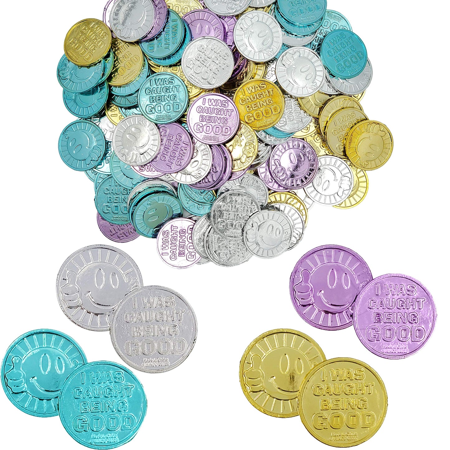 The Dreidel Company Plastic Coins, I was Caught Being Good, Educational & Classroom Learning Activities Party Favor (50-Pack)