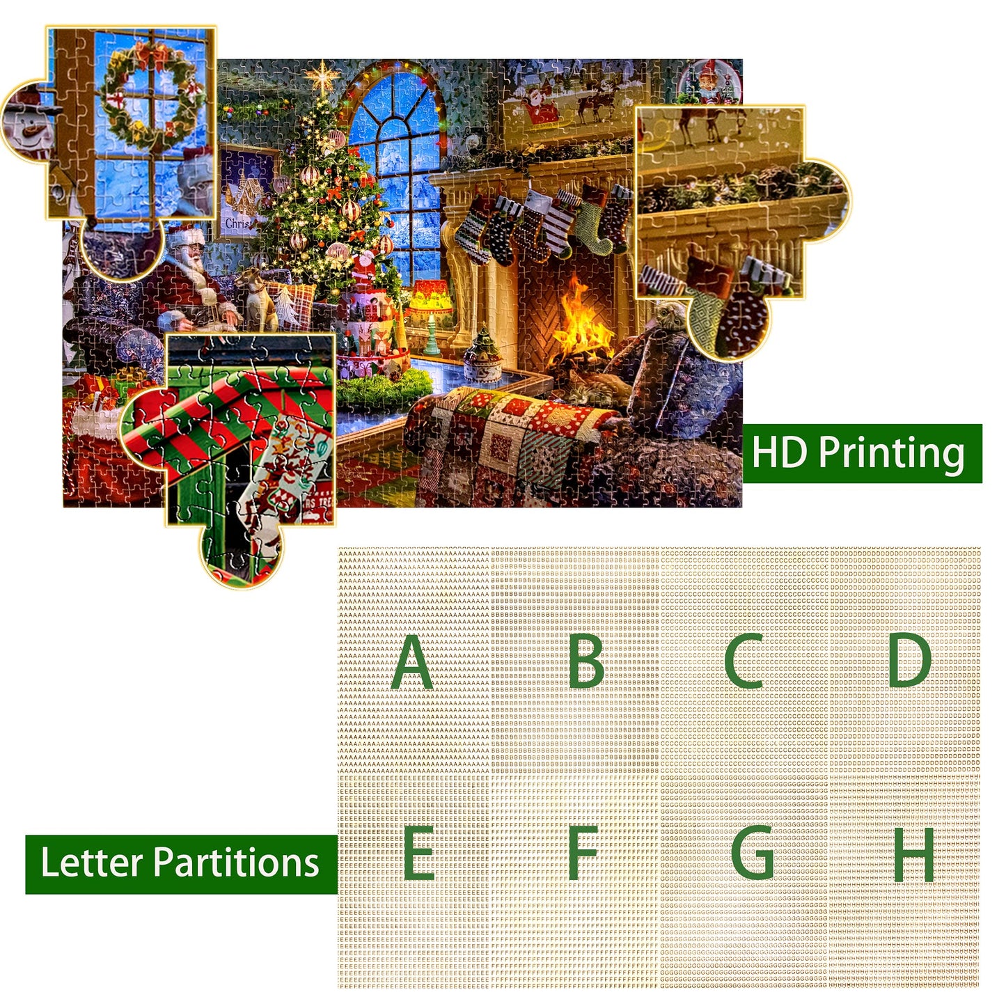 Lavievert Wooden Jigsaw Puzzle 1000 Piece Puzzle For Adults And Kids - Santa Claus, Fireplace, Christmas Tree & Warm Christmas
