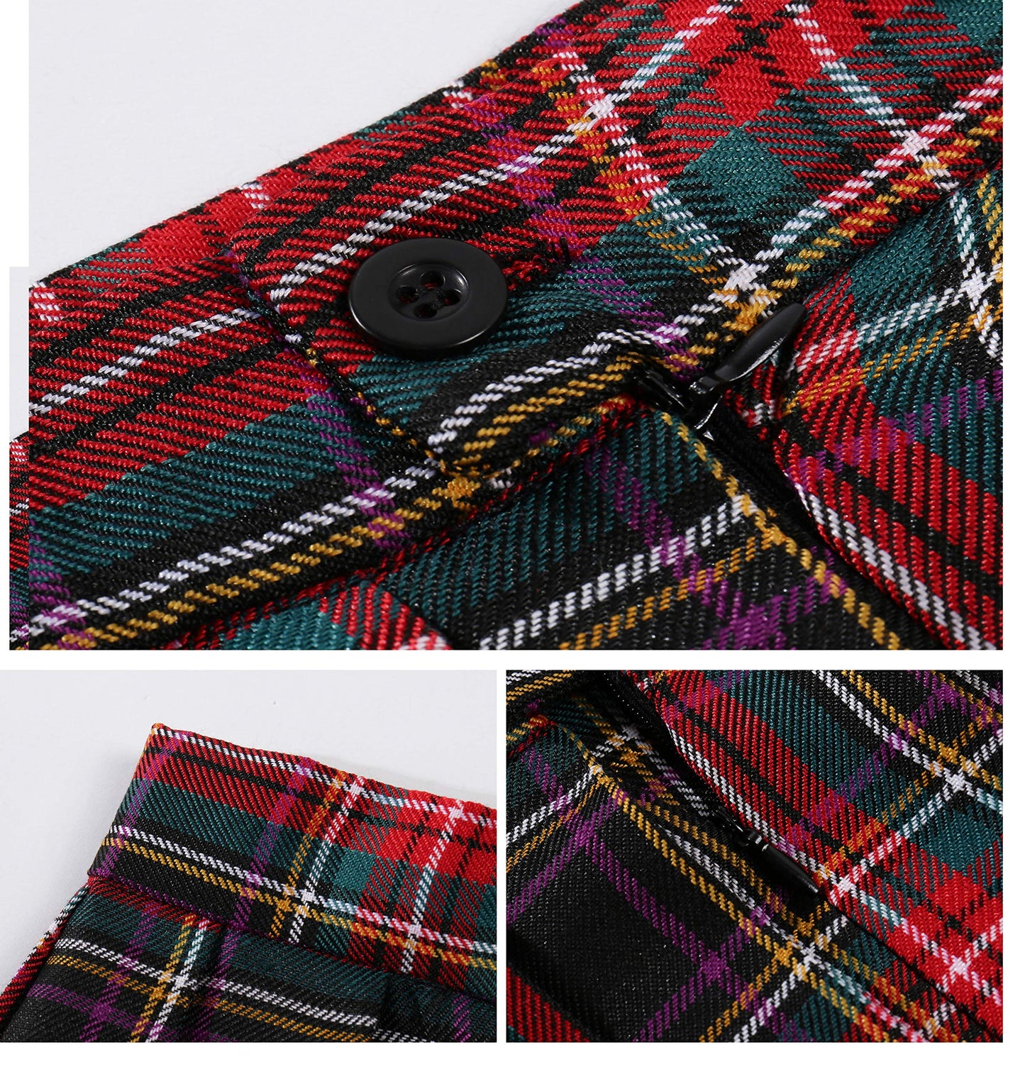 Beautifulfashionlife Girl'S Knee Length Pleated Flared Skirts School Costumes (Xs,Black Mixed Rose Red)