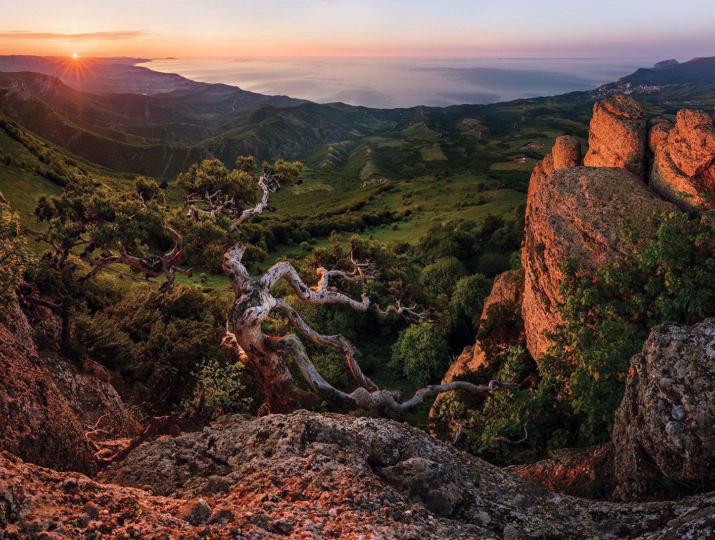 550 Piece Puzzle for Adults Postcard Collection - Sunset Cliff Jigsaw, 24 x 18 inches by KI Puzzles Photography Collection
