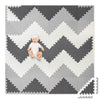 Play Platoon Non-Toxic Extra-Thick 96 Piece Triangle Play Mat - Comfortable 6X6Ft Cushiony Foam Floor Puzzle Exercise Mat For Kids & Toddlers - Gray & Cream