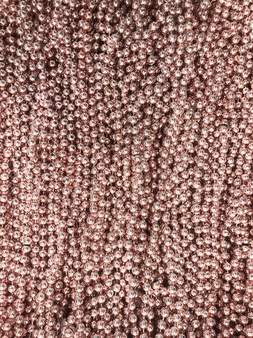 Mardi Gras Beads 33 inch 7mm, 12 Dozen, 144 Pieces, Champange Pink Rose Gold Necklaces with Doubloon