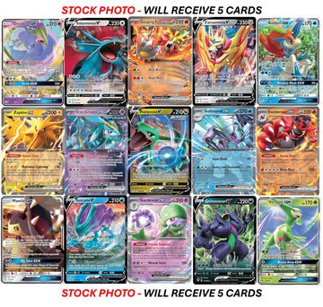 5 Pokemon Ultra Rare Card Lot - V, Gx, Ex, Assorted Variety - No Duplicates