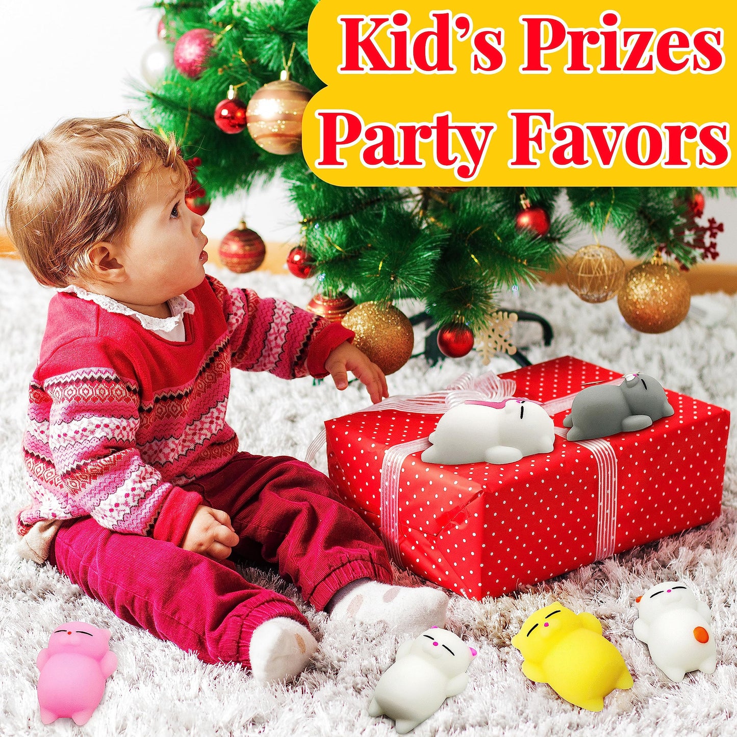 6 Pcs Cat Mochi Squishy Toys For Kids Party Favors, Animals Kawaii Squishies, Sensory Mini Mochi Toys For Kids, Fidget Bulk Toys