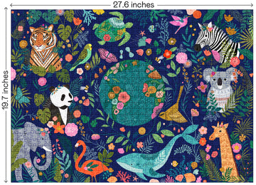 Elena Essex Puzzles For Adults 1000 Pieces - Mother Earth | Jigsaw Puzzles 1000 Pieces For Adults | Environmental Animal Panda Tiger Whale Koala Puzzle | Size 28X20 Inches