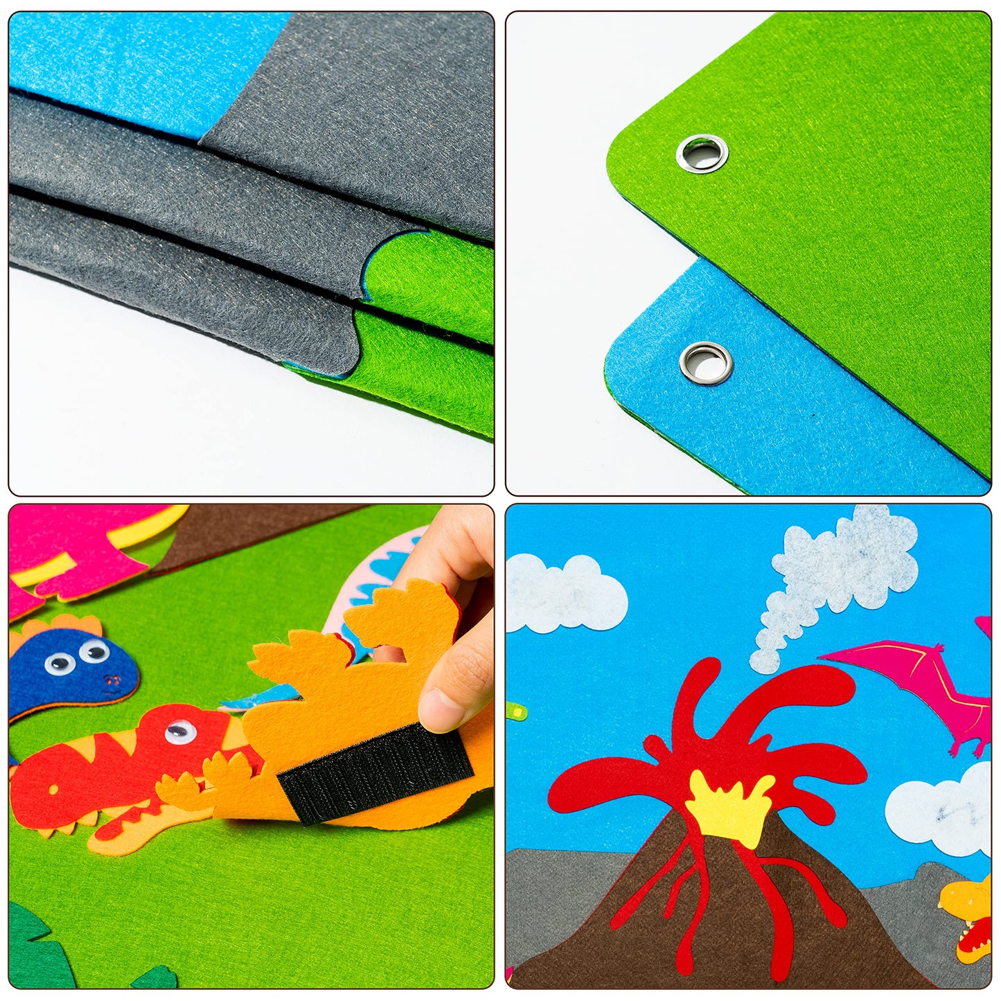 WATINC Dinosaur Felt-Board Stories Set 3.5Ft 37Pcs Preschool Dinosaurs Classification Storytelling Flannel Roar Volcano Ancient