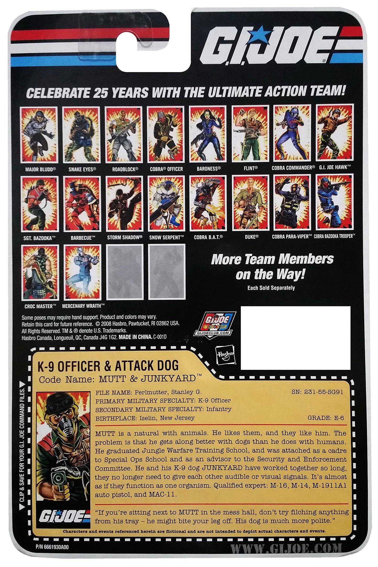 G.I. Joe 25Th Anniversary Cartoon Series: Mutt And Junkyard (K-9 Officer And Attack Dog) 3 3/4 Inch Action Figure