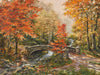 Ceaco - Thomas Kinkade - Fall At Fox Creek Bridge - 300 Oversized Piece Jigsaw Puzzle