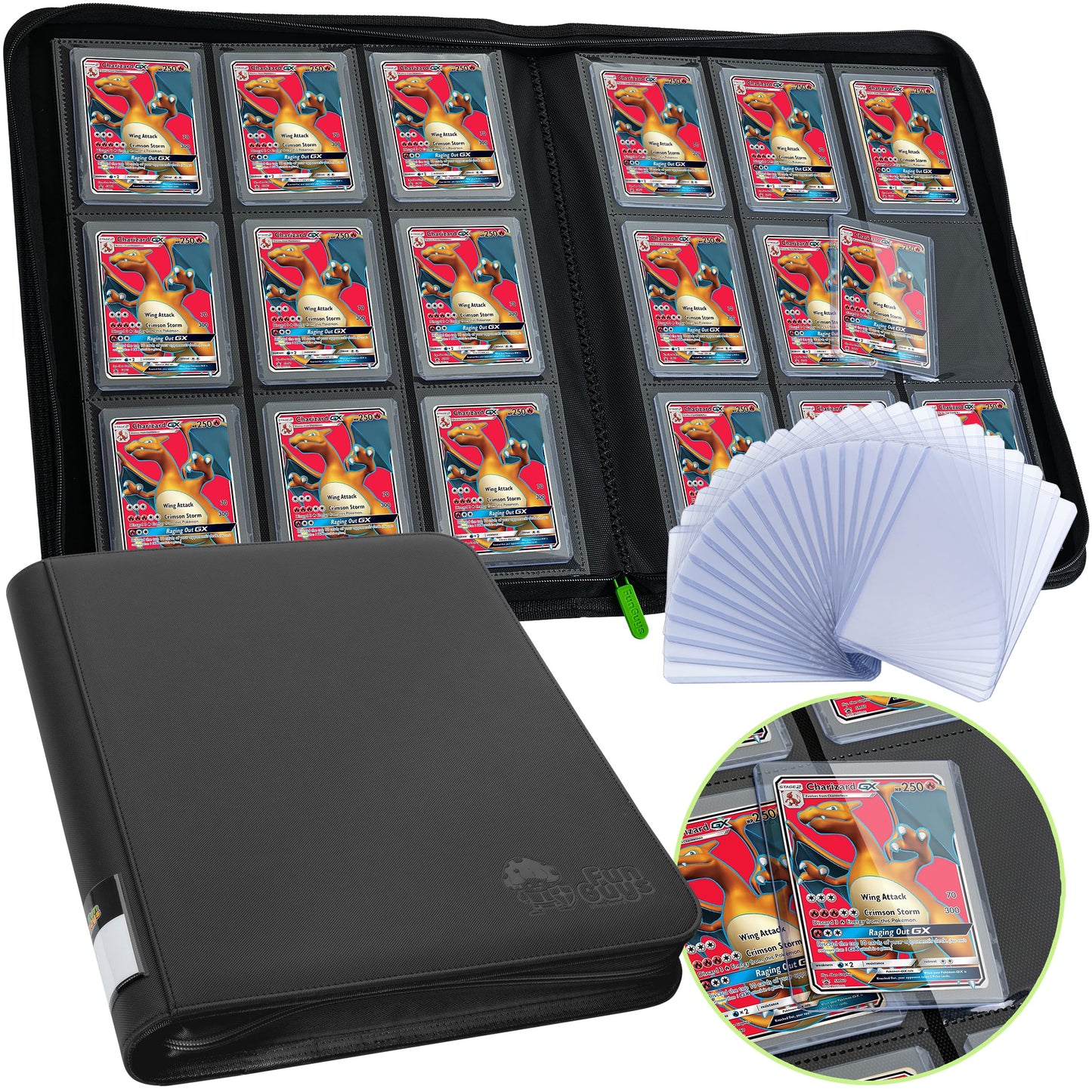 Funguys Toploader Binder, Trading Card Binder Storage, 252 9 Pocket Top Loader Binder, Collection Album For Yugioh, Mtg, Tcg, Ca
