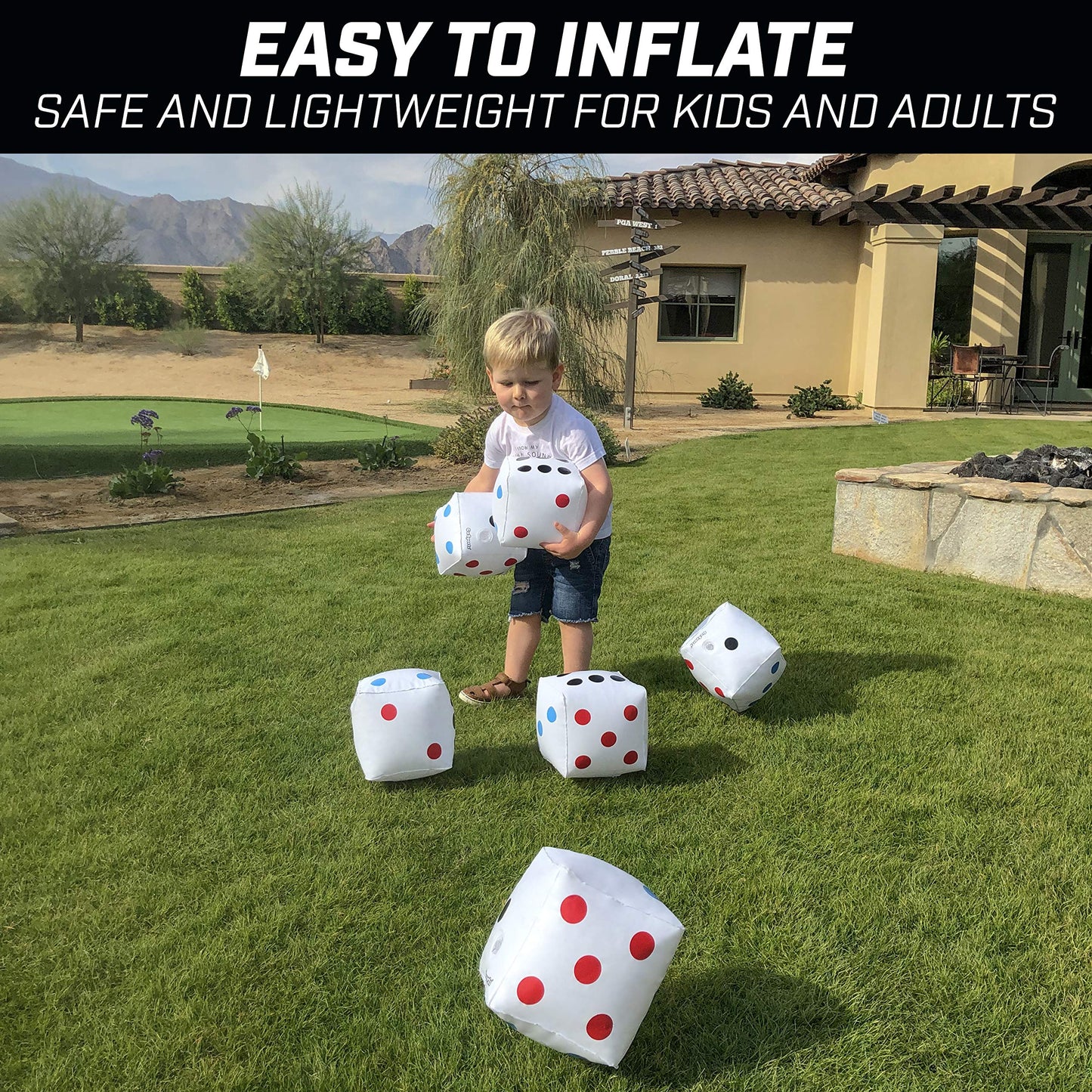 Gosports 6 Pack Giant Inflatable Dice 6 Pack With Tote Bag - 6 Inch Size