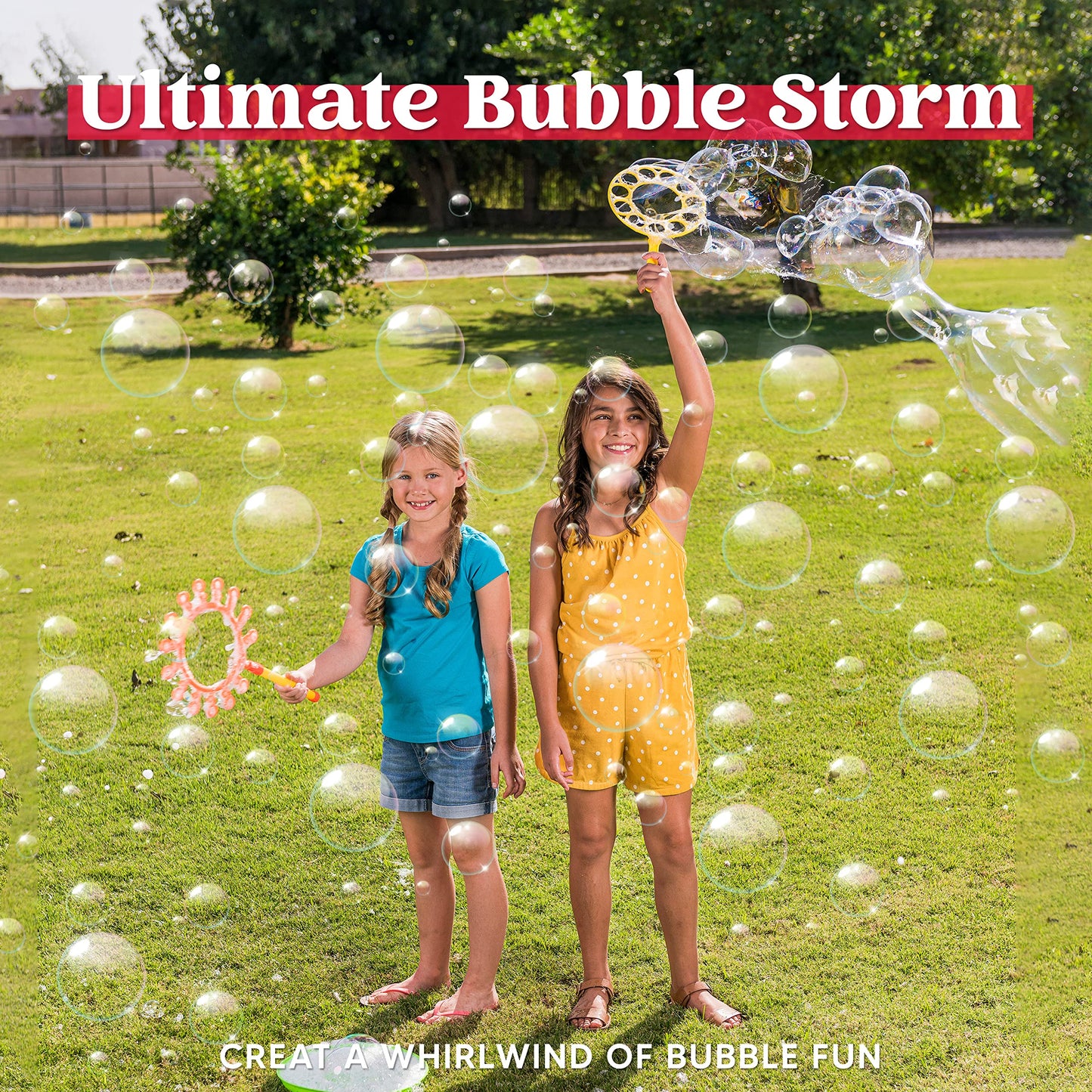 Joyin Big Bubble Wands Set With With Tray, 21' Giant Bubble Wands Bulk For Kids, Summer, Outdoor Play Period & Birthday Party & Games, 6 Pcs Solution Suitable, Suitable For All Age People