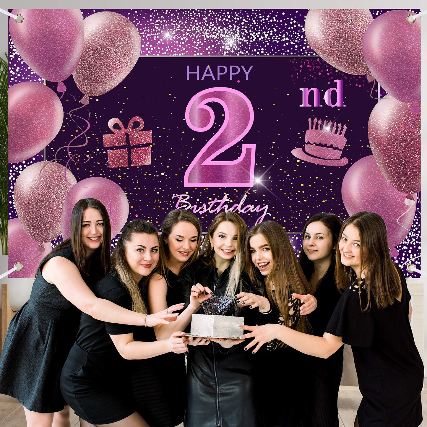 2Nd Birthday Decorations For Girls Imisi Happy Birthday Banner Pink Decorations For A Party Birthday Backdrop For Women